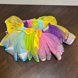 Girls Rainbow Tulle Skirt with Satin Bow
